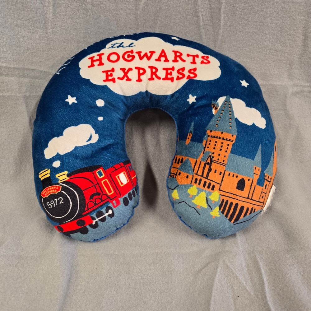 Harry Potter Hogwarts Express Neck Travel Pillow Wizarding World Blue Plush‎